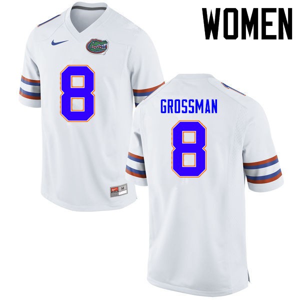 Florida Gators Women #8 Rex Grossman College Football Jerseys White